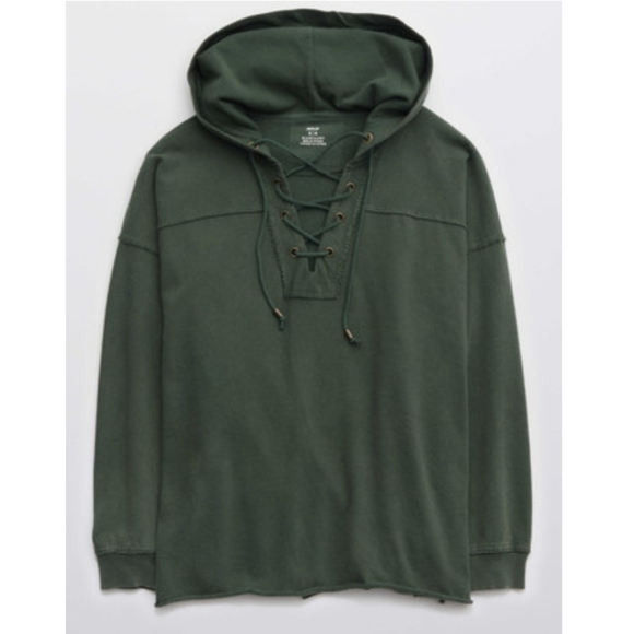 NWOT Aerie Lace up Oversized Hoodie, S - Picture 4 of 8